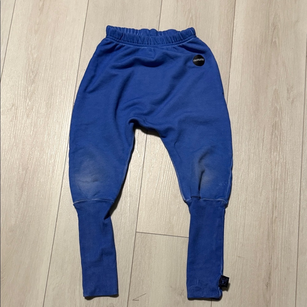 Nununu Kids Blue Joggers with pockets. Distressed Color on Knees Size 3-4